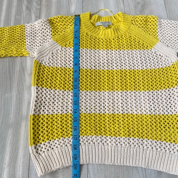 All Saints Yellow and Off-White Stripe Crochet Pullover Sweater - Picture 7 of 12